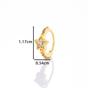 1 Piece Shinning Star Copper Gold Color Zircon Women's Nose Stud h5 Picture2