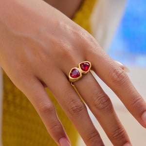 Heart Stainless Steel Gold Color Gemstone Rings h5 Picture4