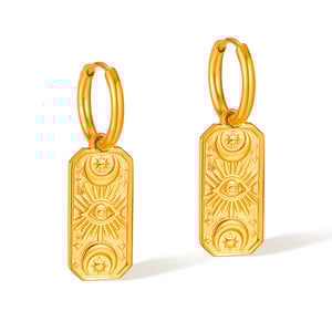 1 Paar einfache Serie täglich geometrische Edelstahl Gold Farbe Damen Tropfen Ohrringe h5