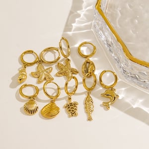 Ocean Series Golden Sea Snail Stainless Steel Women's Earrings h5 Picture4