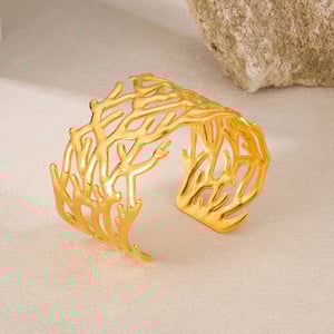 1 Stück Simple Series Daily Plant Edelstahl Goldfarben Damen Manschettenarmbänder h5 Bild3