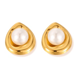 1 Paar Simple Series Tägliche geometrische Edelstahl Goldfarbene Damen-Ohrstecker h5 