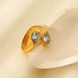 Simple Drop Shaped Stainless Steel Women's Rings h5 Picture2