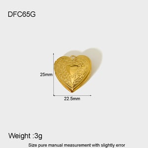 1 Pair Classic Series Retro Heart Stainless Steel   Gold Color  Unisex Pendants h5 