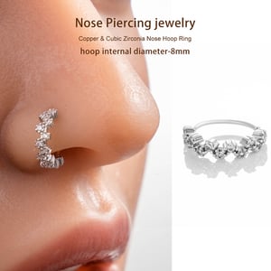 1 Piece Copper Gold Color Zircon Nose Stud h5 Picture5