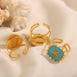 Luxury Style Retro Ocean Series Stainless Steel Women's Rings h5 Picture5