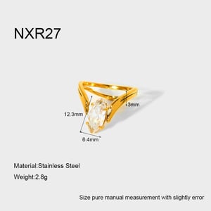 1 Pair Romantic Series Elegant Eye Stainless Steel   Gold Color  Zircon Statement Rings h5