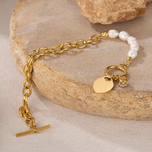 1 Paar Simple Series Simple Heart Edelstahl Goldfarben Damen Kettenarmbänder h5 Bild4