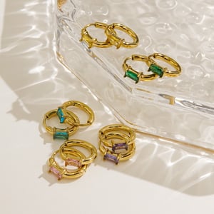 Simple Series Elegant Solid Color Stainless Steel Women's Hoop Earrings h5 Picture4