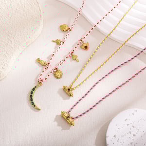 1 Pair Romantic Series Classic Sun/Moon Stainless Steel   Gold Color  Women's Pendant Necklaces h5 Picture3