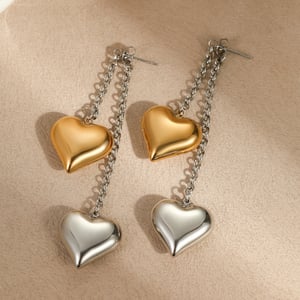 1 Paar einfache Serie täglich gemischte Farbe Edelstahl Gold Farbe Damen Tropfen Ohrringe h5 Bild3