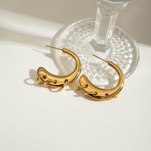 style stainless steel gold color hoop earrings h5 Picture3
