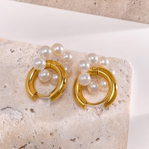 1 Paar einfache Serie täglich geometrische Edelstahl Gold Farbe Damen Tropfen Ohrringe h5 Bild6