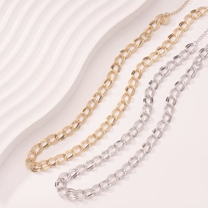 Edgy Daily Patchwork Stainless Steel Gold Color Women's Chain Necklaces h5 Picture5