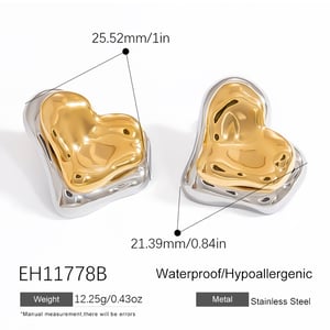 Minimalistische Herz-Ohrstecker aus Edelstahl in Goldfarbe für Damen h5 