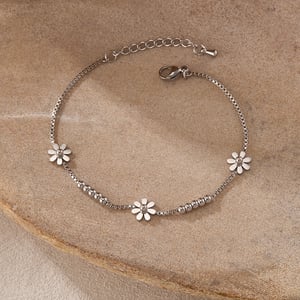 1 Stück Simple Series Simple Flower Edelstahl Damen Kettenarmbänder h5 Bild6