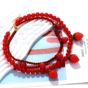Sweet Strawberry Layered Beaded Necklace h5 Picture2