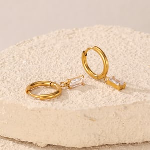 1 Paar einfache Serie täglich geometrische Edelstahl Gold Farbe Damen Tropfen Ohrringe h5 Bild5