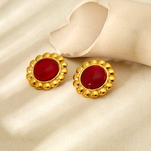 High-End-Retro-Ohrstecker in Rot und Grün, elliptische Form, für Damen h5 Bild4