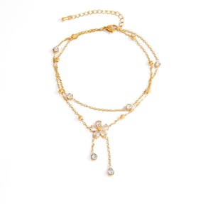 1 Stück glamouröse Blumen-Fußkettchen aus Edelstahl in Goldfarbe für Damen h5 Bild6