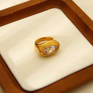 Luxuriöse Serie Geometrische Edelstahl Gold Farbe Ringe h5 Bild4