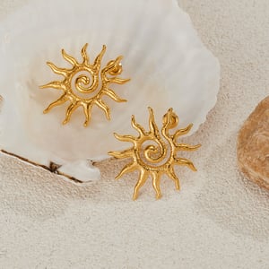 1 Paar Simple Series Tägliche geometrische Edelstahl Goldfarbene Damen-Ohrstecker h5 Bild6