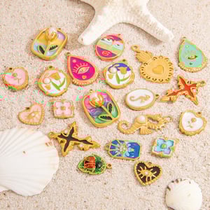 Oil- Glazing Eye Pattern Stainless Steel Gold Color Women's Pendants h5 Picture3