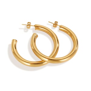 1 çift basit seri gk geometrik paslanmaz çelik altın rengi kadın küpe h5