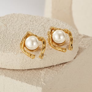 1 Paar Simple Series Tägliche geometrische Edelstahl Goldfarbene Damen-Ohrstecker h5 Bild3