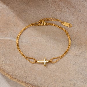 1 Stück Simple Series Einfache Edelstahl Goldfarbene Damen-Kettenarmbänder h5 Bild2