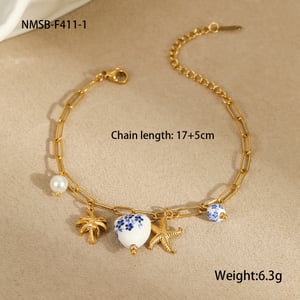 1 Pair Romantic Series Vacation Turtle Stainless Steel   Gold Color  Women's Charm Bracelets h5