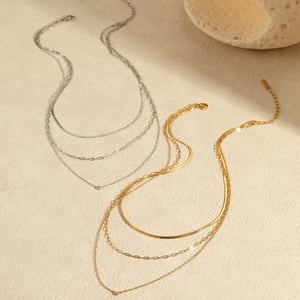 1 Pair Simple Series Chain Stainless Steel   Gold Color  Women's Layered Necklaces h5 Picture2