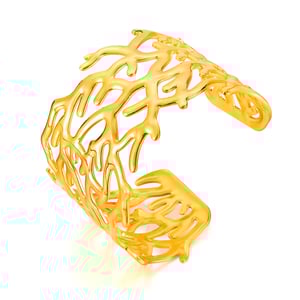 1 Stück Simple Series Daily Plant Edelstahl Goldfarben Damen Manschettenarmbänder h5