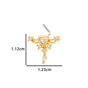 1 Piece Delicate Heart Copper Gold Color Zircon Women's Nose Stud h5 Picture2