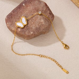 1 Stück Simple Series Daily Animal Edelstahl Goldfarben Damen Charm Armbänder h5 Bild5