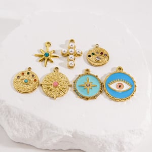 1 Pair Simple Series Retro Eye Stainless Steel   Gold Color  Women's Pendants h5 Picture5