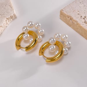 1 Paar einfache Serie täglich geometrische Edelstahl Gold Farbe Damen Tropfen Ohrringe h5 Bild7