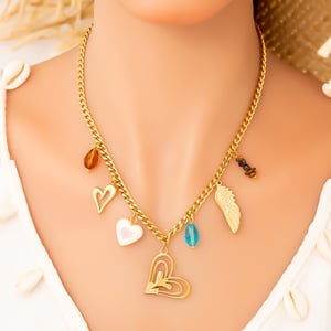 Sweet Heart Swing Stainless Steel Gold Color Women's Pendant Necklaces h5 Picture5