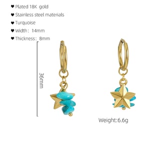 Star Stainless Steel Gold Color Drop Earrings h5 Picture2