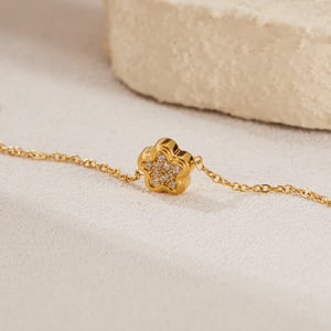 Blumen-Charm-Armbänder aus Edelstahl in Goldfarbe h5 Bild6