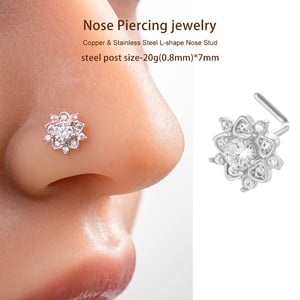 1 Piece Luxurious Flower Copper Gold Color Zircon Women's Nose Stud h5 Picture6