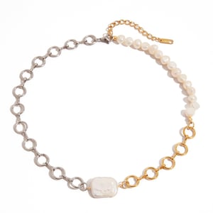 Retro Kette Edelstahl Gold Farbe Perle Anhänger Halsketten h5 