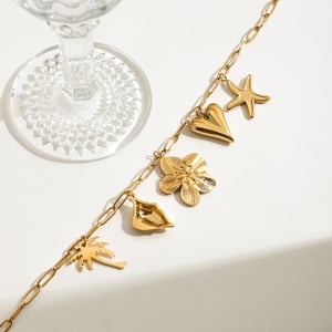 Sweet Flower Stainless Steel Gold Color Pendant Necklaces h5 Picture6