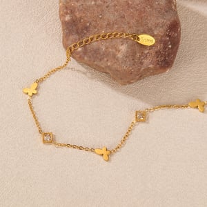 1 Paar Simple Series Daily Animal Edelstahl Goldfarben Damen Kettenarmbänder h5 Bild4