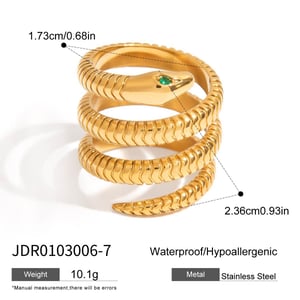 Snake Stainless Steel Gold Color Statement Rings h5 Picture2