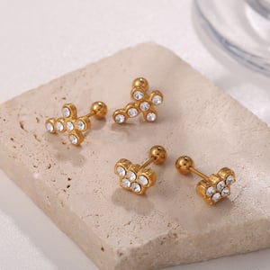 Kreuz Edelstahl Gold Farbe Piercing Ohrringe h5 Bild2