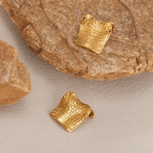 1 çift basit seri gk geometrik paslanmaz çelik altın rengi kadın küpe h5 Resim7