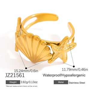 1 Piece Shell Stainless Steel Gold Color Statement Rings h5 Picture2