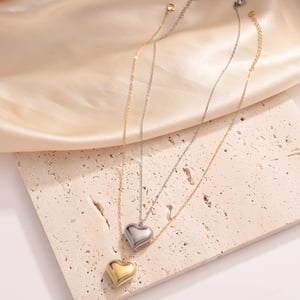 Classic Heart Stainless Steel Gold Color Women's Pendant Necklaces h5 Picture5