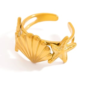 1 Piece Shell Stainless Steel Gold Color Statement Rings h5 